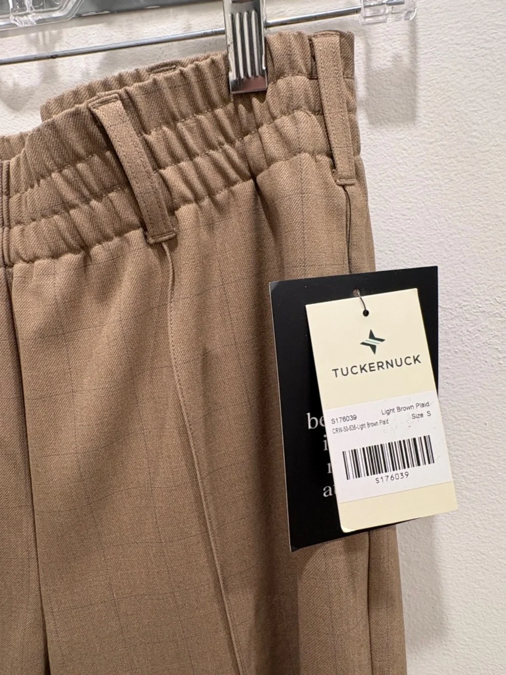 NWT Tuckernuck Tan Straight Leg Pants (S) - Elastic Waist - Picture 4 of 5